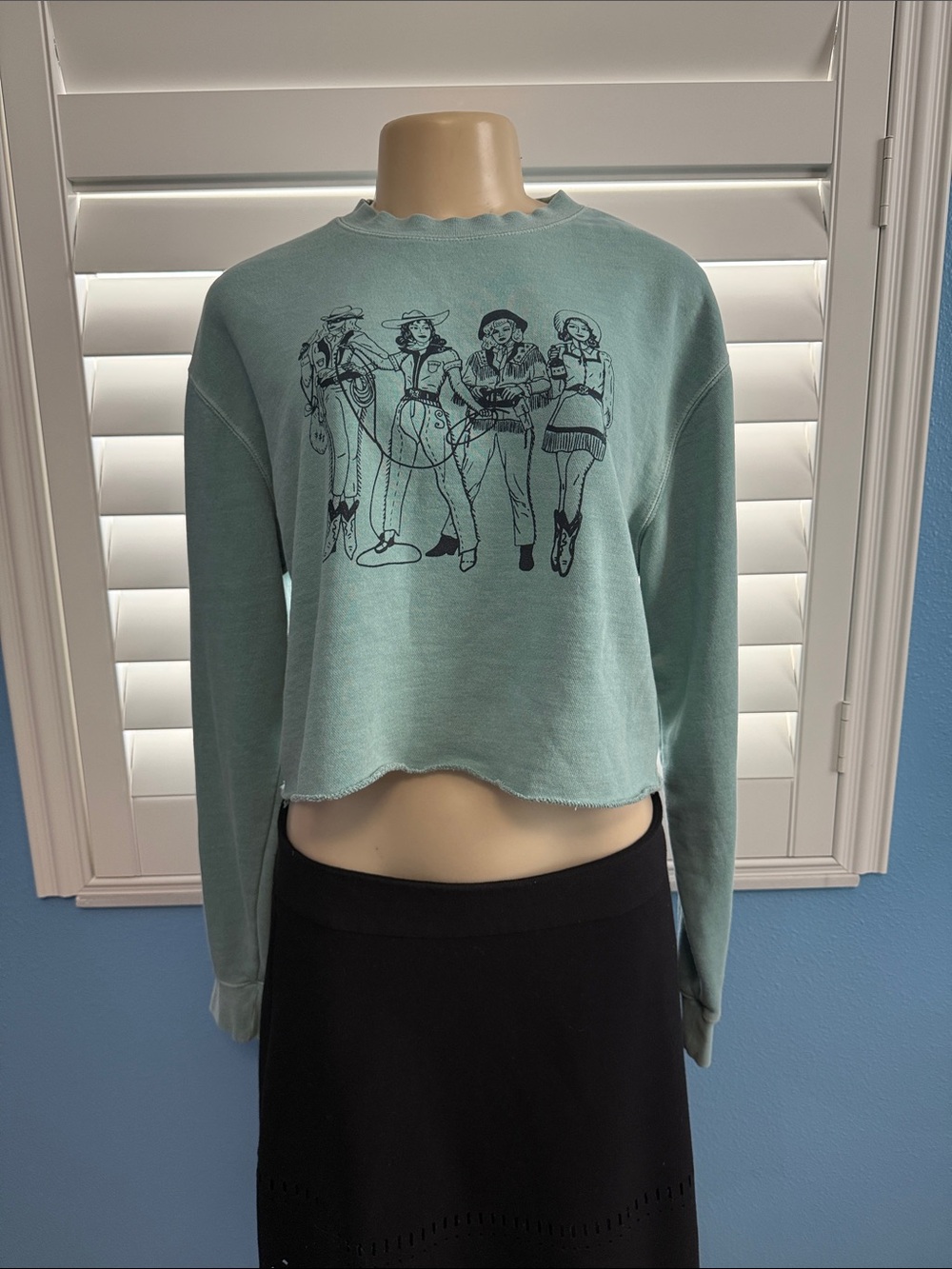 CUSTOM Women's light teal cropped oversized sweatshirt